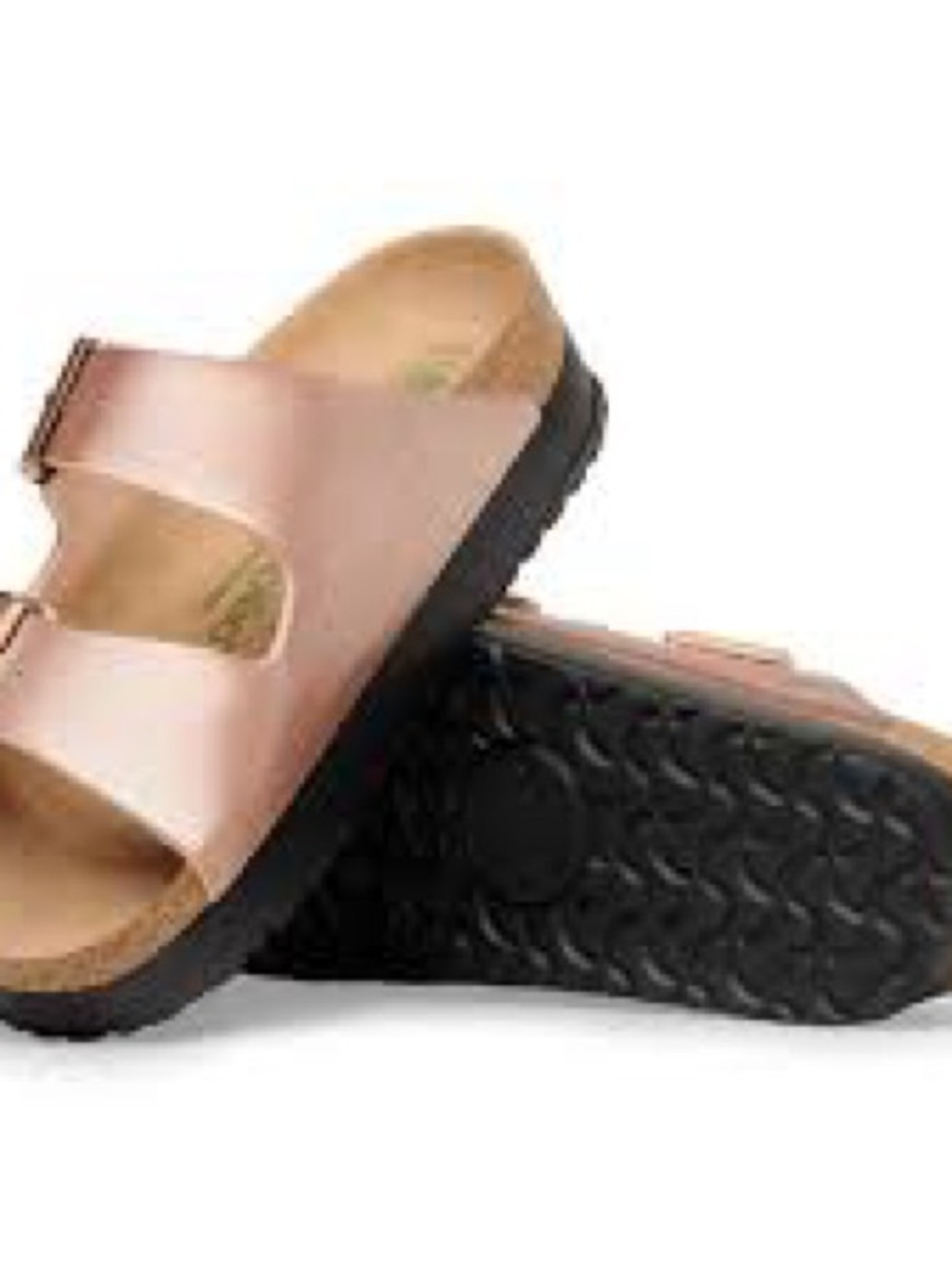 Birkenstock Arizona Double Buckle Sandals in Metallic Blush - Picture 2 of 5